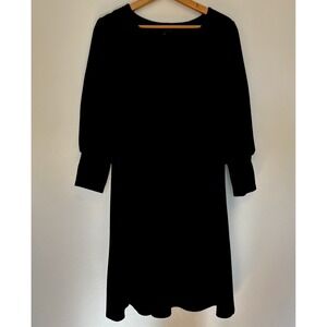 Eloquii Women's Black Dress, Size 14, Long‎ Puff Sleeves